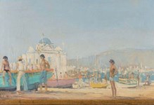 Affordable art: Three works sold for under £1500 including a John Miller Greek beach view