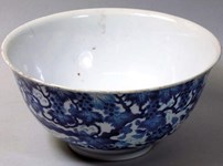 Qing blue and white porcelain bowl carries an auspicious message