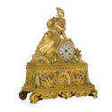 A French chinoiserie gilt-bronze and polychrome decorated mantel clock, circa 1830, est.£5,000-8,000.jpg