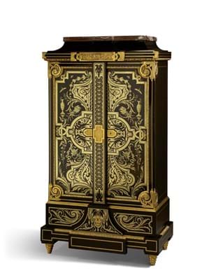 A Louis XIV style gilt-bronze mounted, ebony and brass boulle marquetry small armoire, by Joseph Cremer, circa 1860, est. £60,000-90,000.jpg