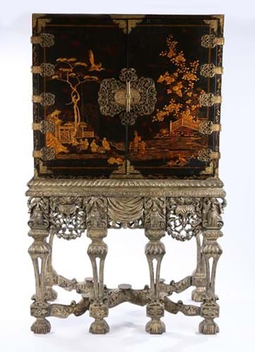 William and Mary lacquered cabinet