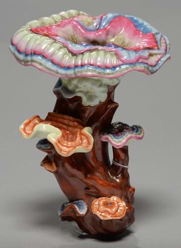 Chinese famille rose porcelain model of a lingzhi stem