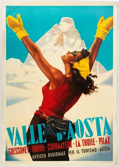 Ski poster for Valle d'Aosta by Arnaldo Musati