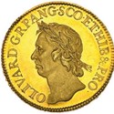 Cromwellian gold 50 shilling piece