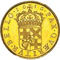 Cromwellian gold 50 shilling piece 