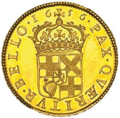 Cromwellian gold 50 shilling piece 