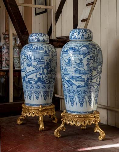 Chinese blue and white 'soldier' vases