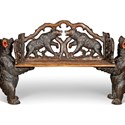 Swiss ‘black forest’ carved wood bench