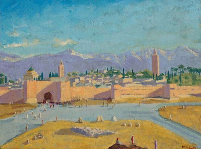 Painting of Tower of the Koutoubia Mosque by Sir Winston Churchill