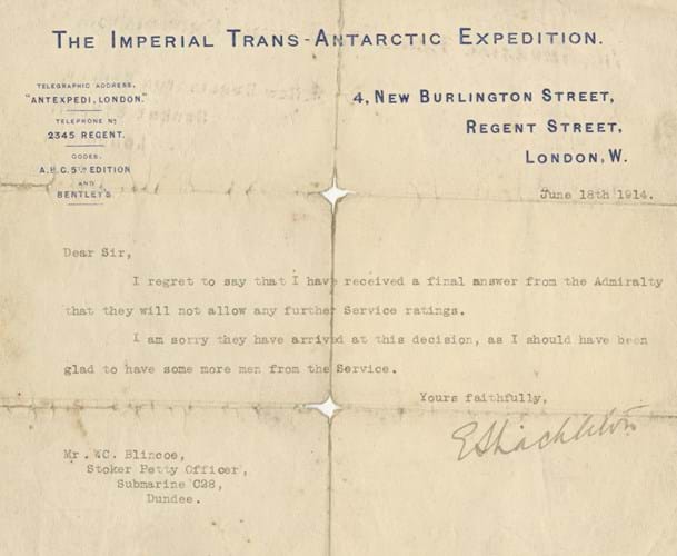 Ernest Shackleton letter
