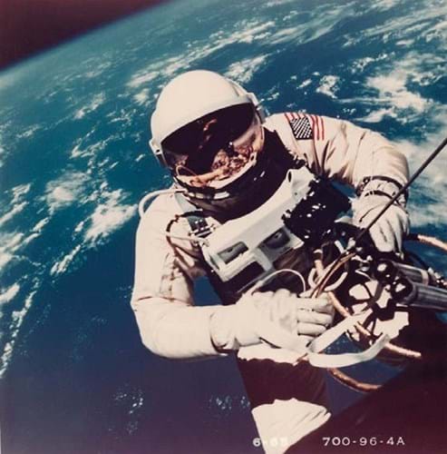 Astronaut Ed White photographed by James McDivitt in space.