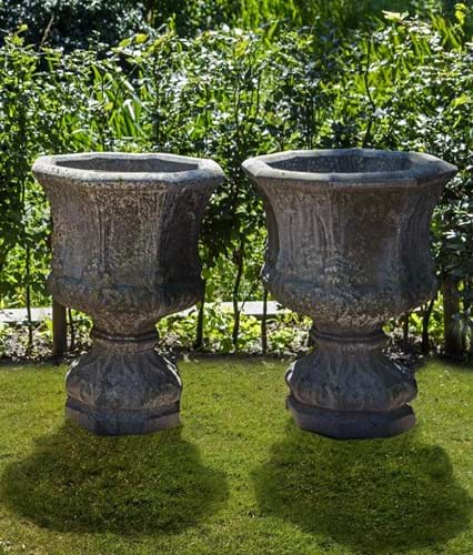 A pair of stone planters