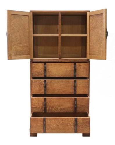 Gordon Russell oak cabinet and chest