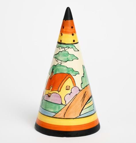 Clarice Cliff ‘Orange Roof Cottage’ sugar sifter