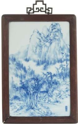 Blue and white porcelain plaque
