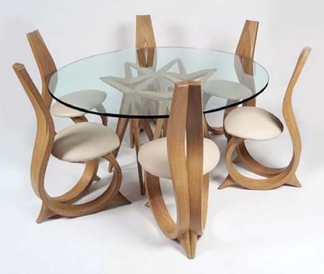 Six bentwood chairs and table