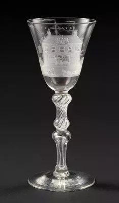 18th century wine glass from Bonhams sale of the Thomas Collection