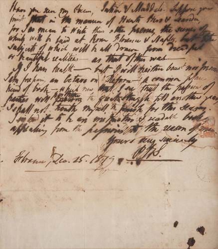 Percy Bysshe Shelley letter