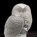 Lalique frosted glass owl paperweight