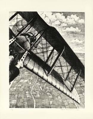 Lithograph by CRW Nevinson from the ‘Building Aircraft’ series