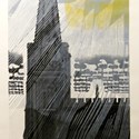 Church and Thunderstorm linocut  by Edward Bawden
