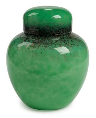 Monart jar and cover in mottled green