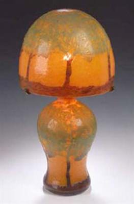 Monart  lamp in mottled orange glass