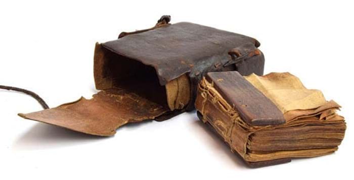 Coptic bible and satchel