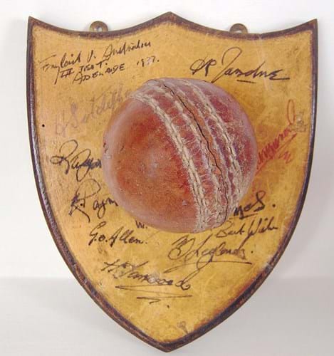 Cricket ball from bodyline Ashes tour