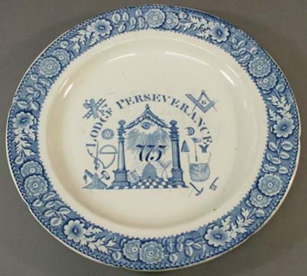 Transfer Printed Pottery Masonic plate