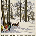 Vintage Poster St Moritz winter scene by Emil Cardinaux