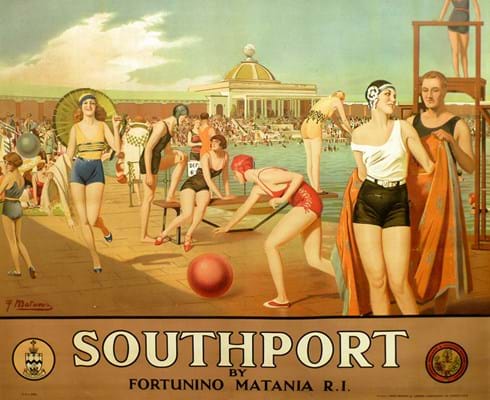 Vintage poster Southport Lido Fortunino Matania