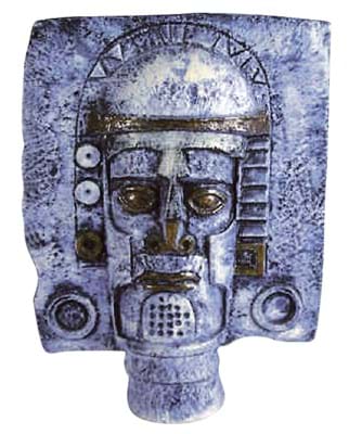 Troika Cycladic mask vase decorated by Simone Kilburn