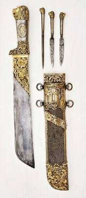 Silver gilt-mounted hunting trousse