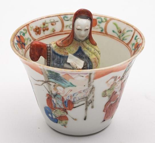 Qing famille rose trick cup