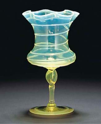 Harry Powell vaseline glass vase for Whitefriars