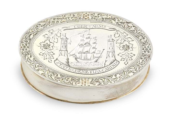 George III silver-gilt freedom box