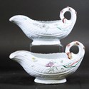 First Period Worcester porcelain sauceboats