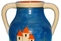 Clarice Cliff vase in Blue Lucerne pattern