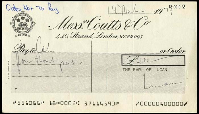 Lord Lucan cheque