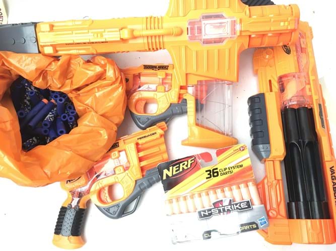 A set of children's nerf guns