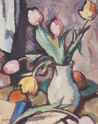 Still life of Tulips in a Vase by Samuel Peploe