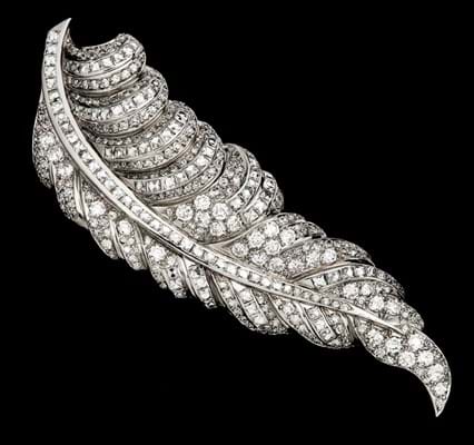 1930s English diamond feather clip