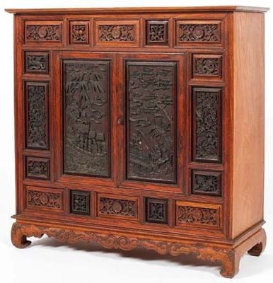 Chinese carved hardwood cabinet 