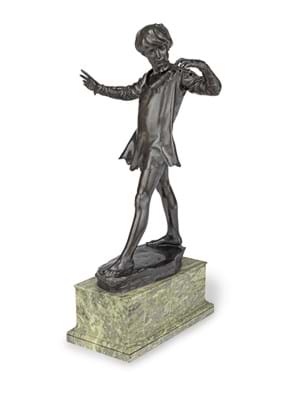 A bronze sculpture of Peter Pan