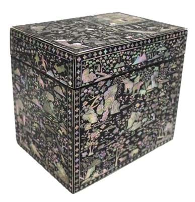 Korean mother-of-pearl inlaid lacquer box and cover