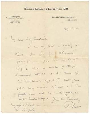 Letter from Robert Falcon Scott