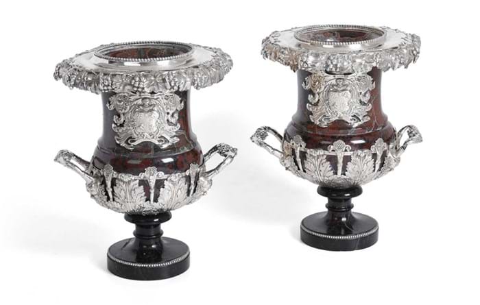 George IV silver wine coolers