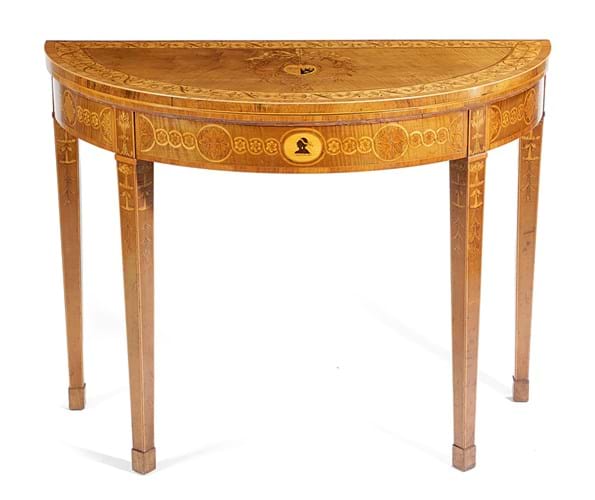 George III harewood and marquetry card table
