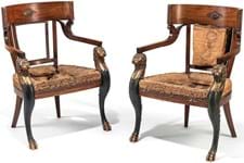 Mahogany armchairs inspired by Percier and Fontaine offered in Stuttgart